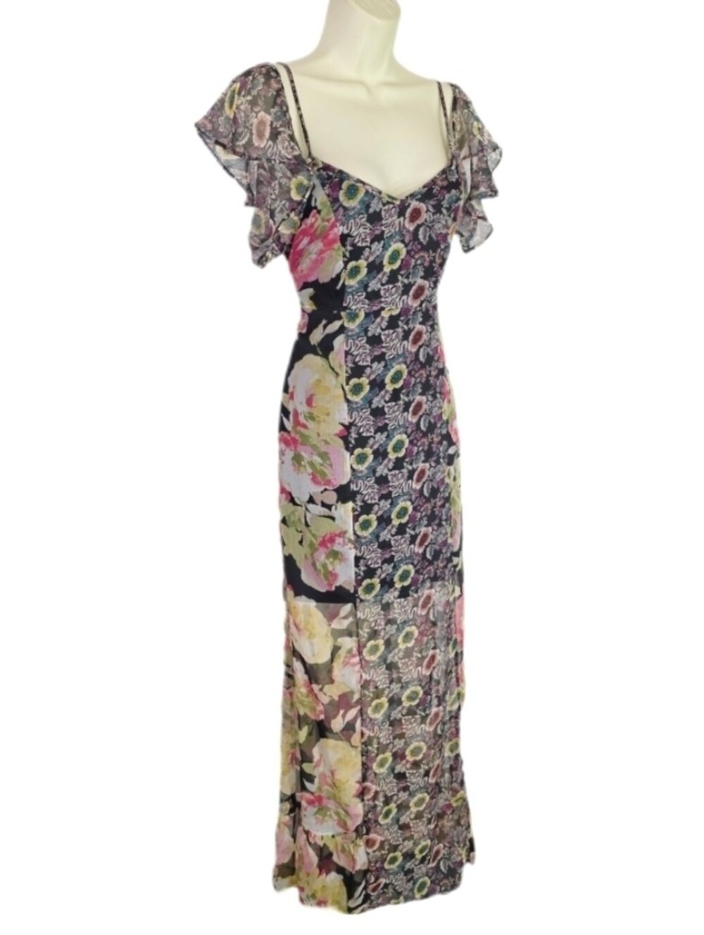Band Of Gypsies Dress Floral Romantic Occaision Maxi Black Size S
